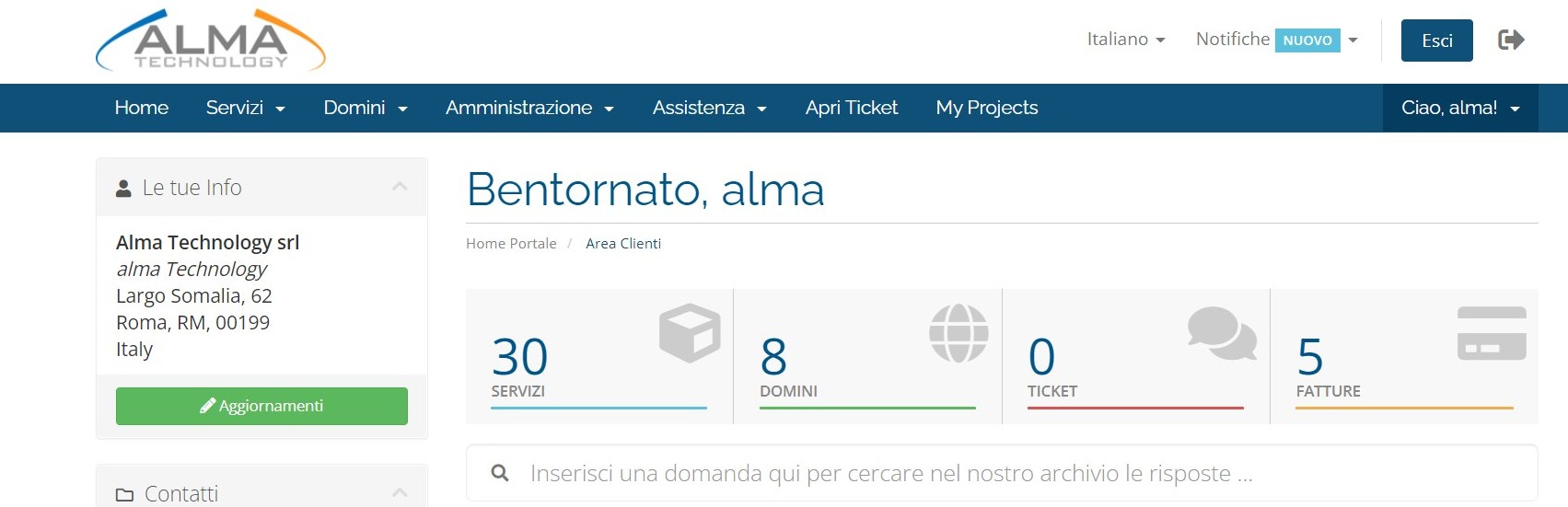 accesso hosting alma technology